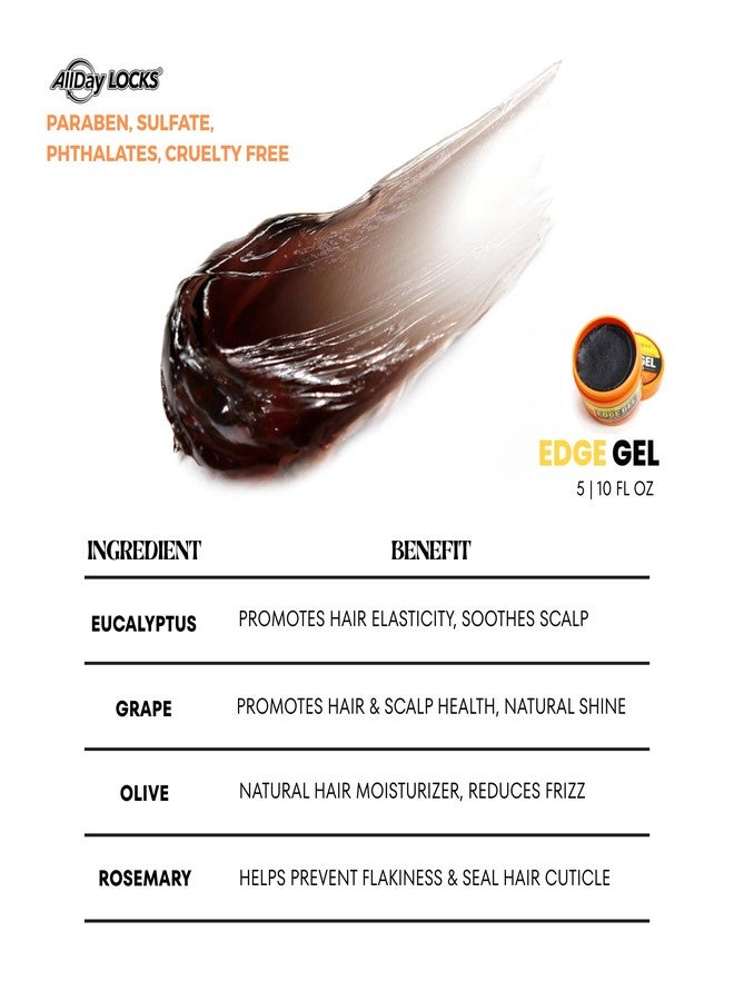 AllDay Locks Edge Gel (5 oz) | Extreme Hold, Moisturizing Edge Control Smoother | Eucalyptus, Rosemary, Olive Oil | No Frizz, Flakes, or Grease | Sleek 'n Slay Edge & Baby Hairs | 5 oz - Image 4